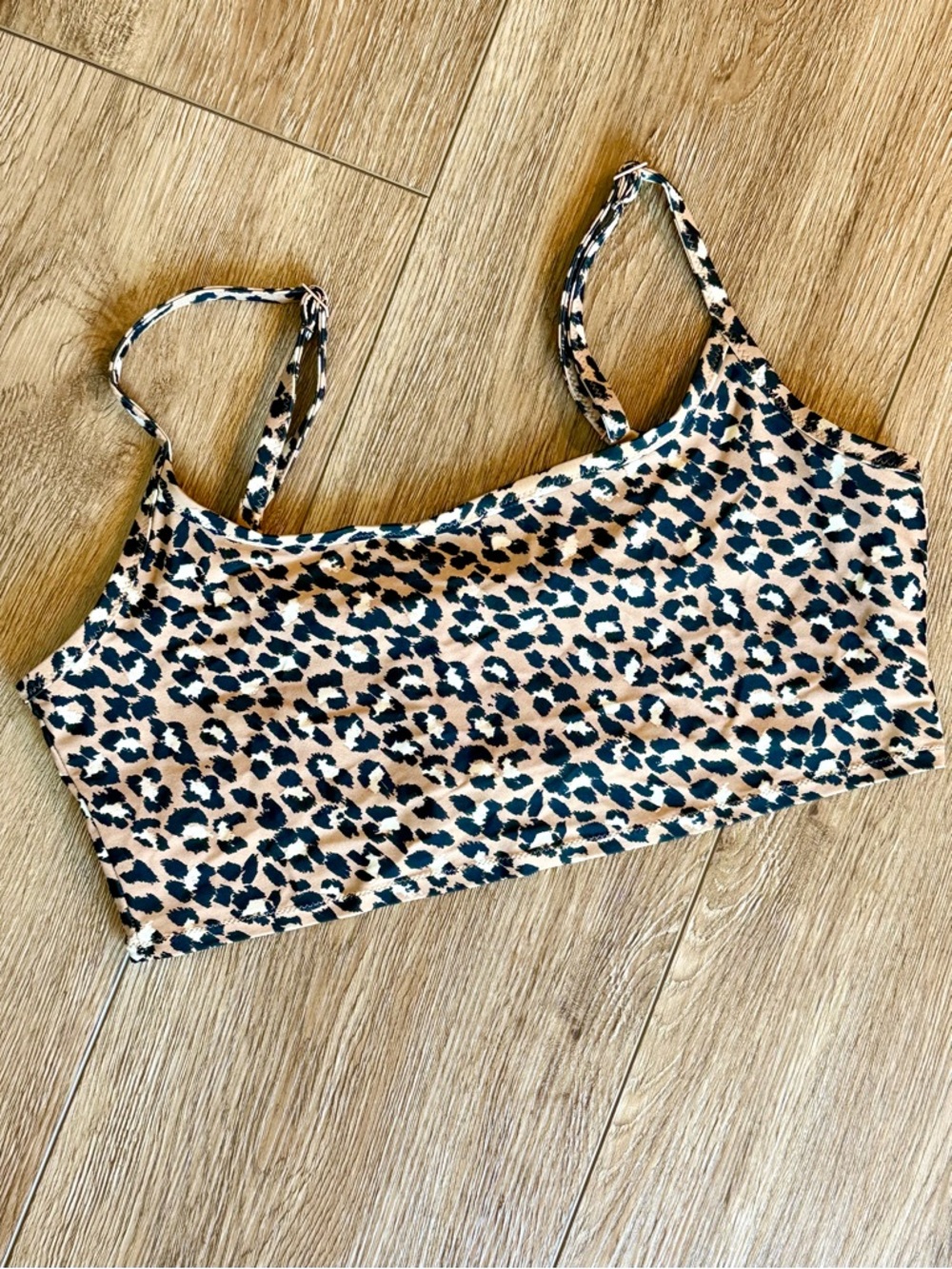 Aerie Leopard Print Bralette Swim Top - Tan & Black